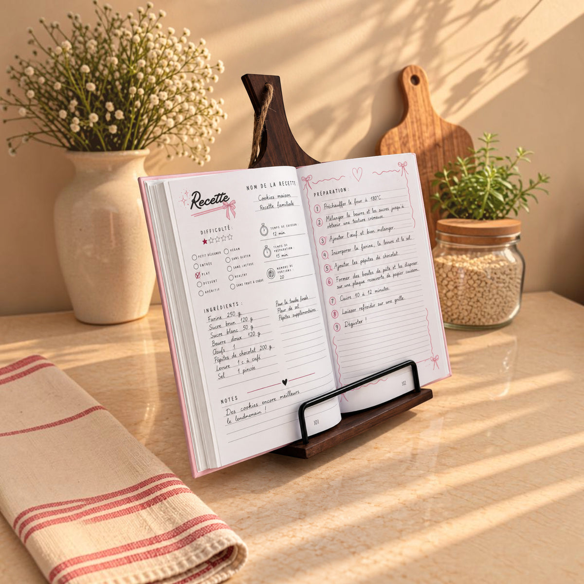 Planche support livre de cuisine acacia
