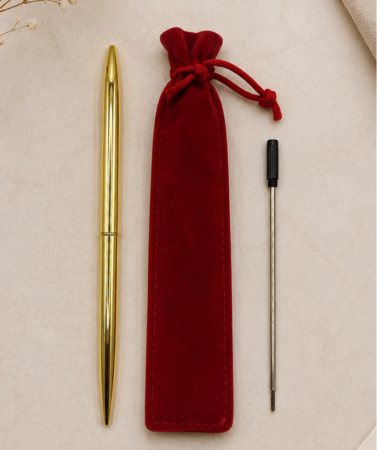 Stylo élégant encre noir avec pochon velour