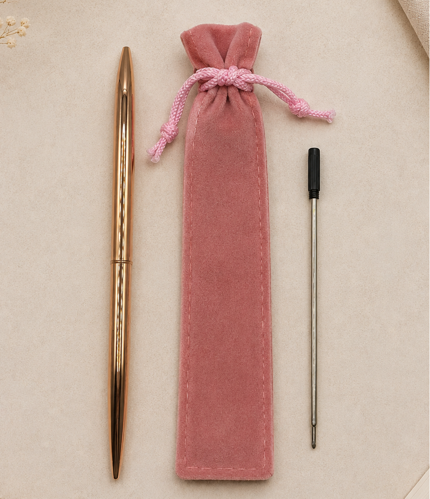 Stylo élégant encre noir avec pochon velour