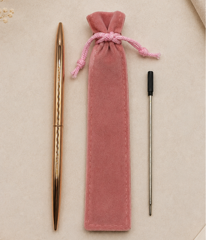 Stylo élégant encre noir avec pochon velour