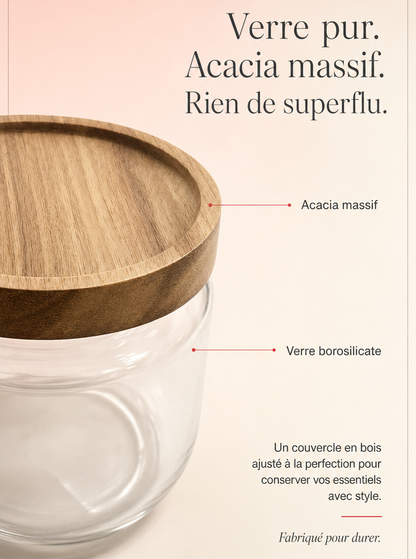 Bocaux en Verre avec Couvercles Acacia Lisse