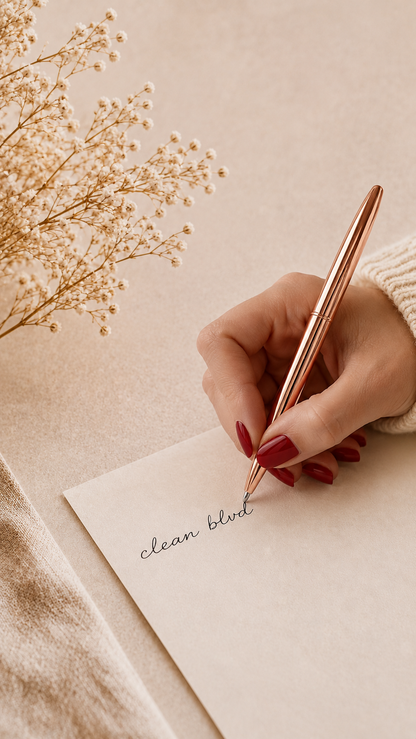Stylo élégant encre noir avec pochon velour
