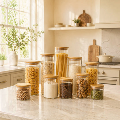 Bocaux en Verre et Bamboo