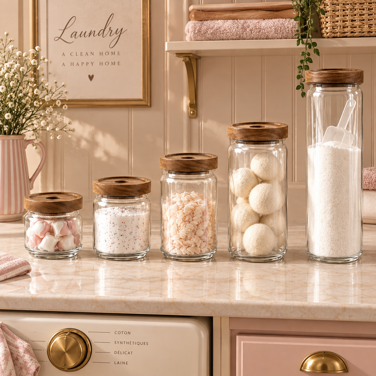 Bocal en Verre et Bois d'Acacia — Couvercle Décoratif
