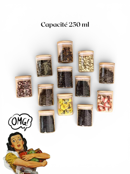 Bocal en Verre 250 ml avec Couvercle Bambou