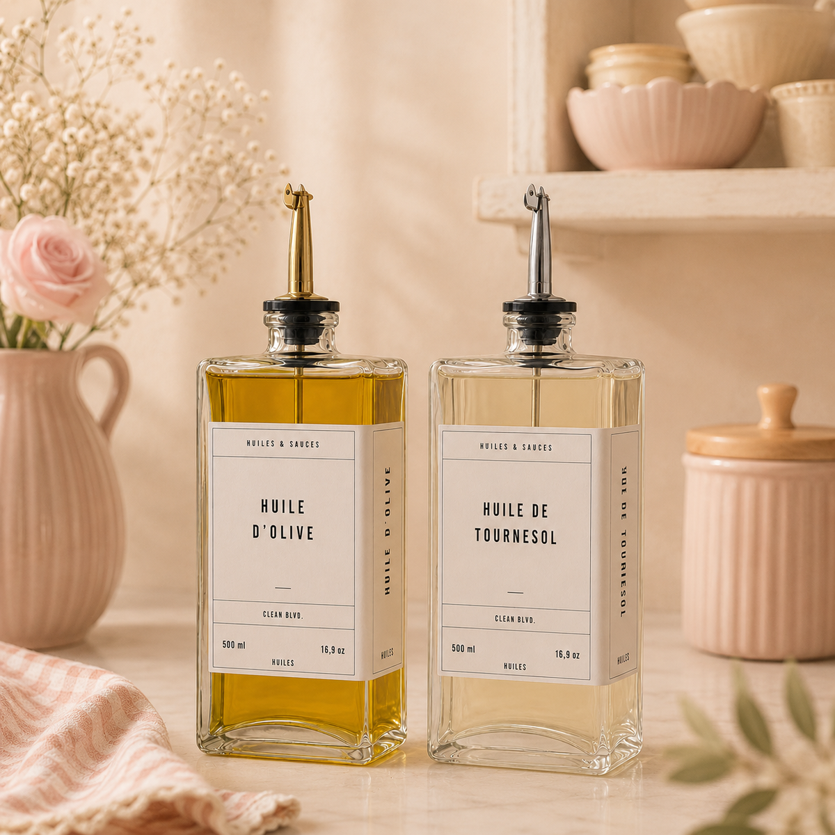 Huilier en Verre 500 ml avec Bec Verseur