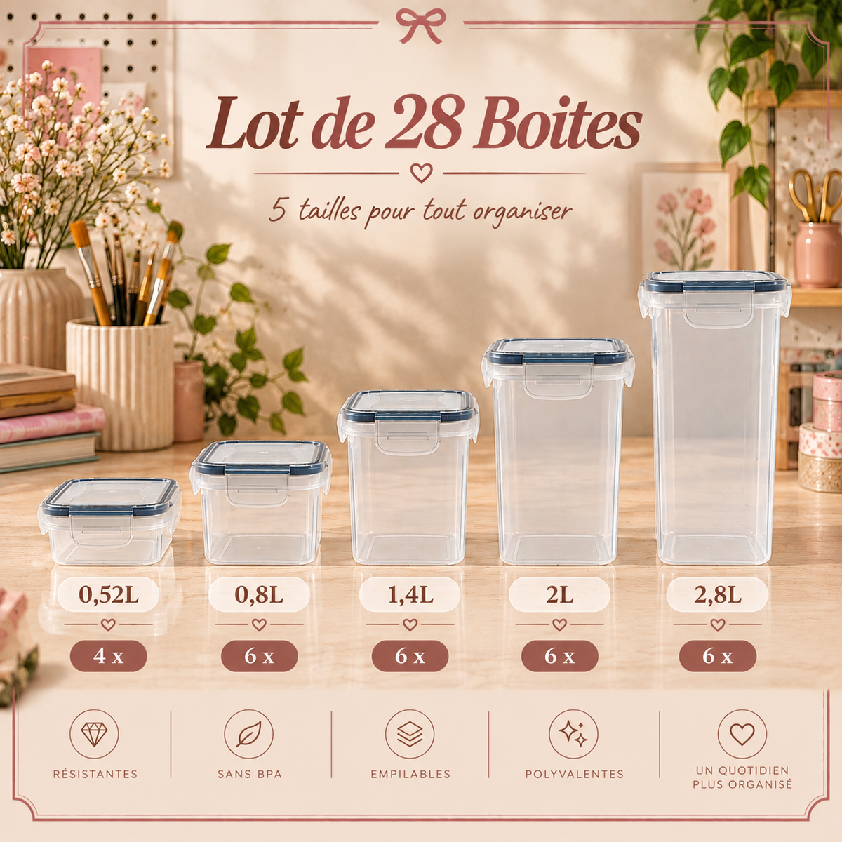 Lot de Boîtes de Rangement Hermétiques