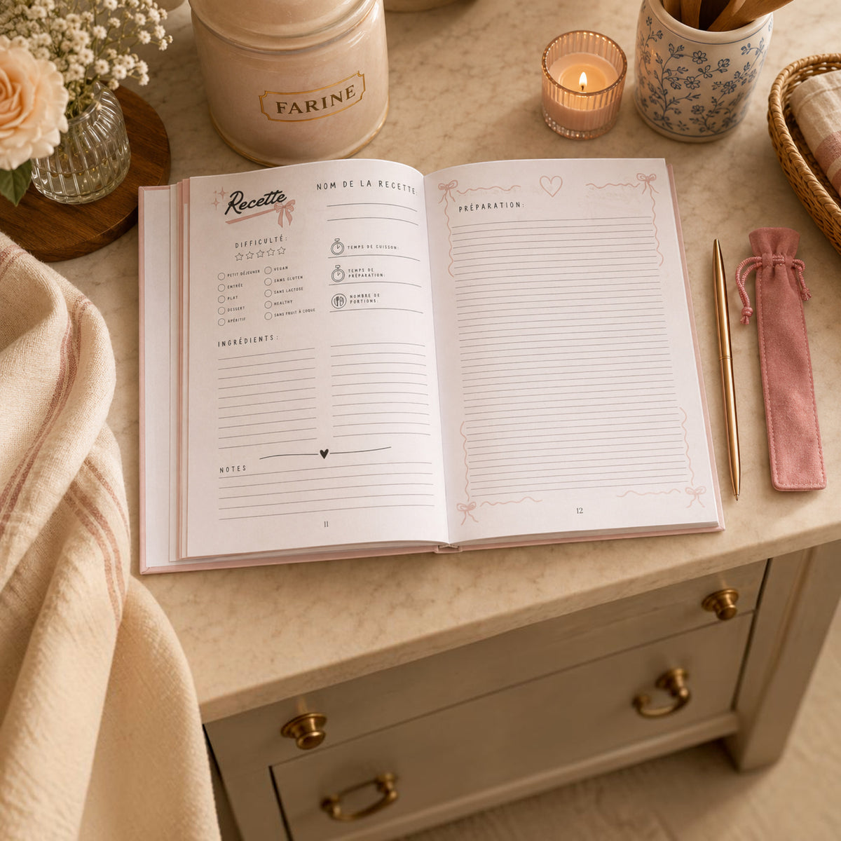 Mes Jolies Recettes Secrètes : Livre de Recette à compléter
