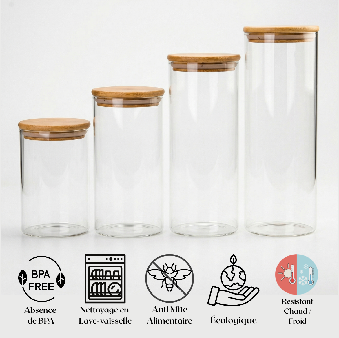 Bocaux en Verre et Bamboo