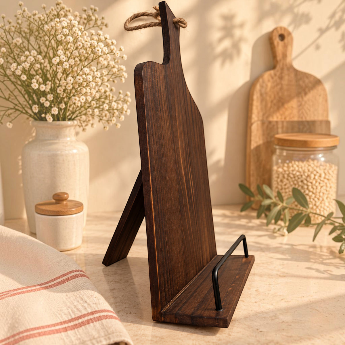 Planche support livre de cuisine acacia