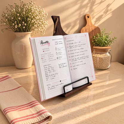 Planche support livre de cuisine acacia