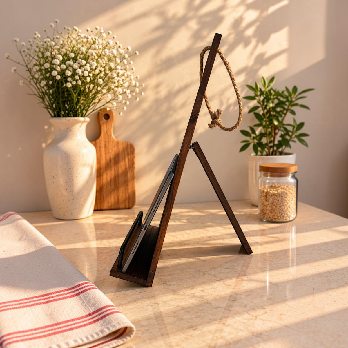 Planche support livre de cuisine acacia