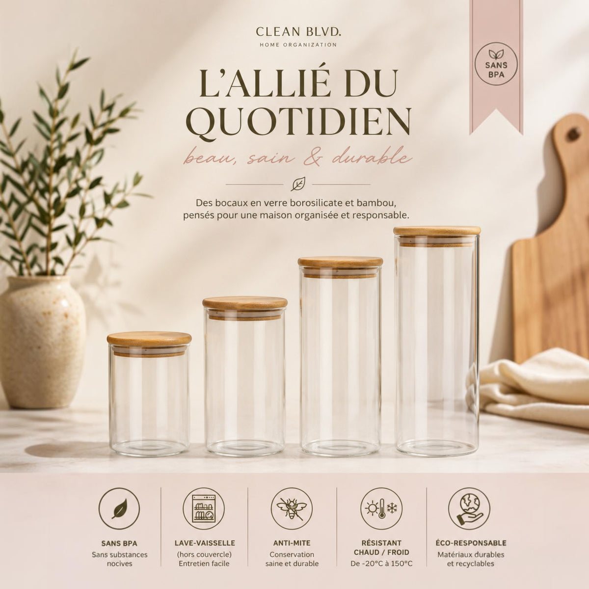 Bocaux en Verre et Bamboo