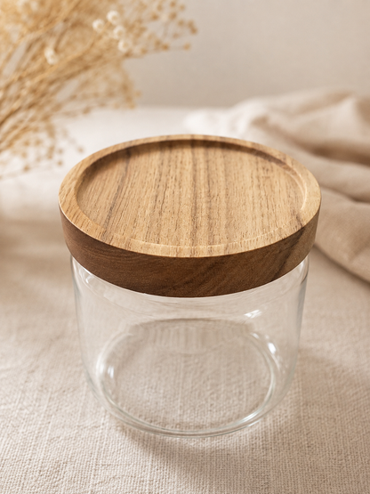 Bocaux en Verre avec Couvercles Acacia Lisse